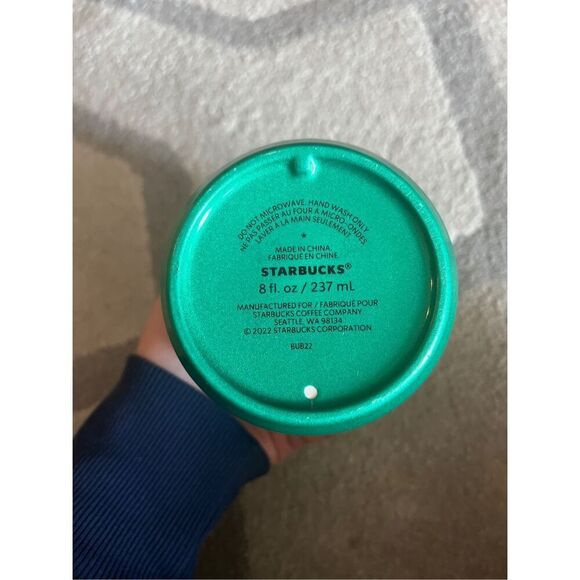 Starbucks Green Ombré Sparkle 8 Oz Handless Mug with Lid - Picture 5 of 5